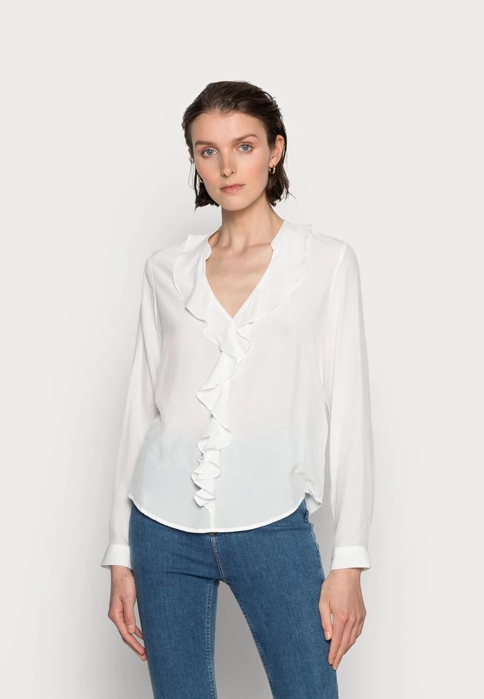 Chemise ANNA FIELD Anna Field Blouse With Frontal Volant Blanche Femme | HLJ-0170233